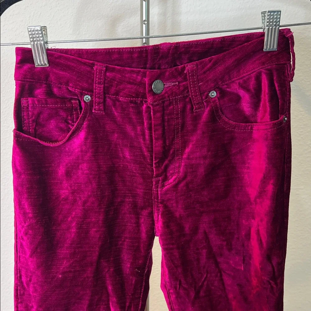 Free People Velvet Velour Fuchsia Holiday Style Crop Pants - Picture 3 of 5